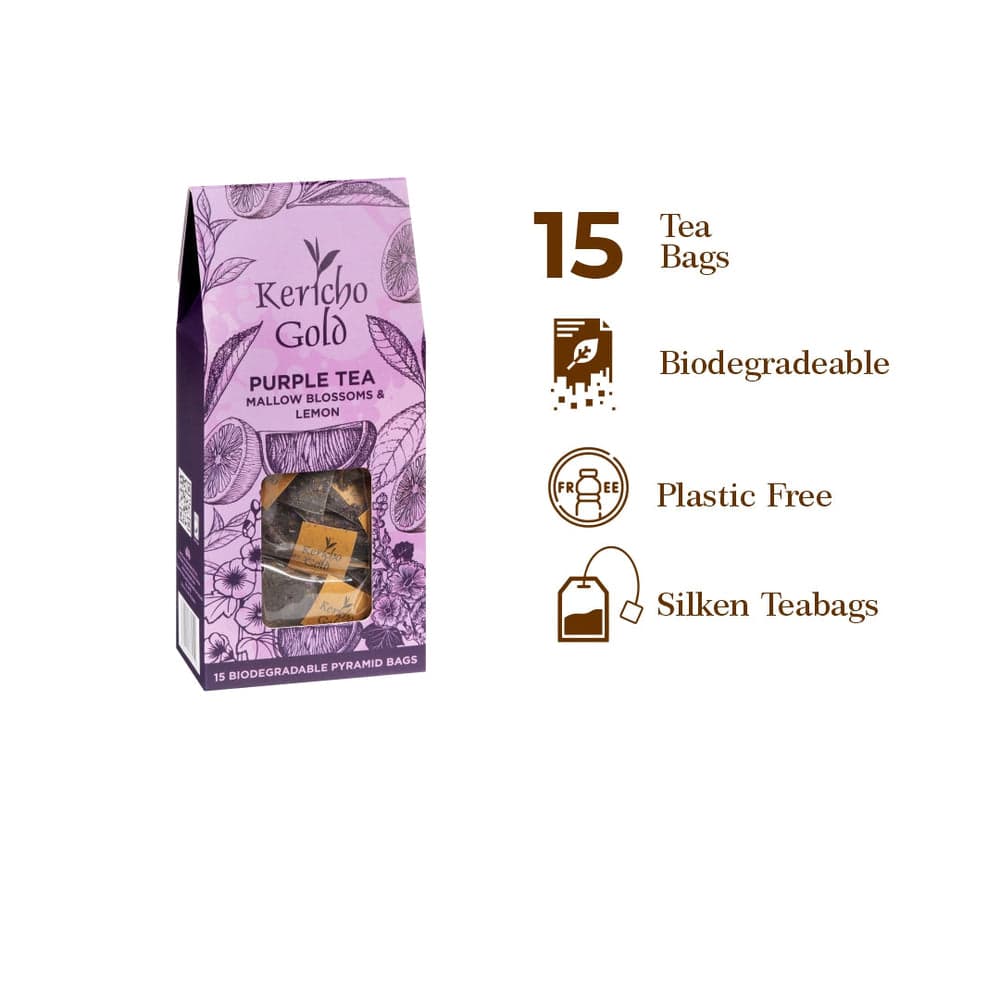 Purple Tea Mallow Blossoms & Lemon Pyramid x 15